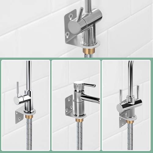 Angoily 1 Set Faucet Bracket, Wall Mounting Rack 1/2 Inch L Bracket Wrench Sink Holder Mounts, Undermount Sink Support Wall Plate Holder with Screws