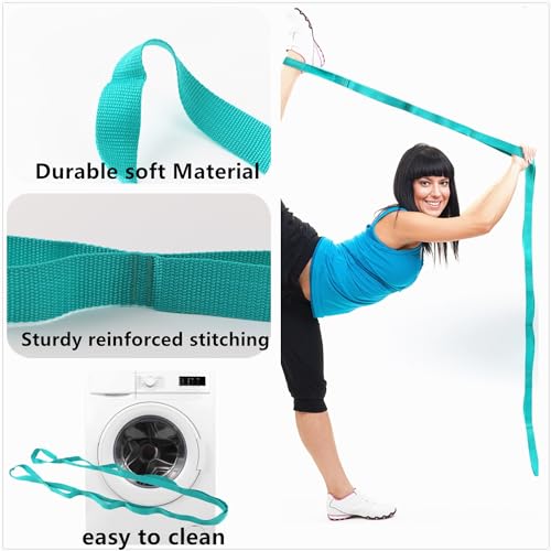 Scotamalone Stretching Strap Yoga Strap Physical Therapy for Home Workout, Exercise, Pilates and Gymnastics, 10 Loops Non-Elastic Stretch Bands with Aesthetic Packaging for Women & Men - color: light green