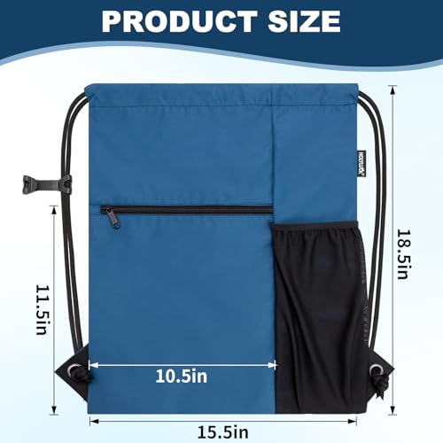 HOLYLUCK Men & Women Outdoor Sport Gym Sack Waterproof Drawstring Backpack Bag (Standard with drawstring, Cyan Blue) - color: Cyan Blue, style: Standard With Drawstring