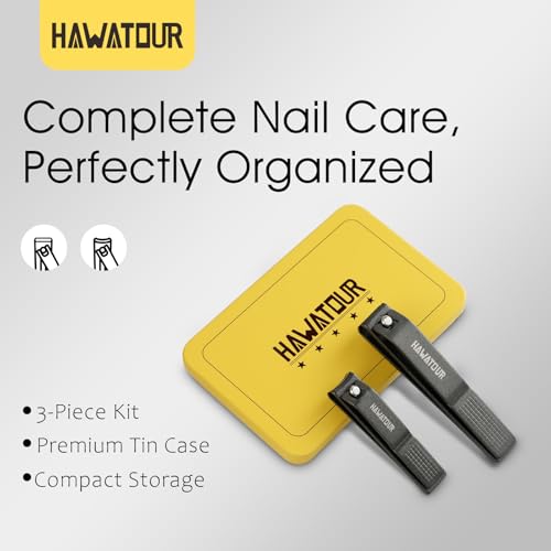 Nail Clippers Set 420J2 Stainless Steel, Gray | Premium Fingernail Toenail Clippers, Visibly Tin Case, Ergonomic Grip