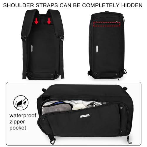 Goloni Gym Bag for Men & Women,40L Large 3 in 1 Sports Travel Duffel Bag with Shoes Compartment and Wet Pocket,Weekender Overnight Backpack,Black - color: Black