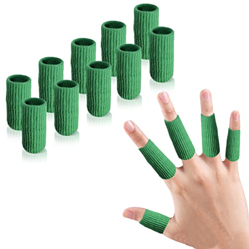 Finger Compression Sleeves, 10 Pcs | Finger Protectors Cots for Arthritis Swelling Basketball Sport, Breathable Elastic - color: Green