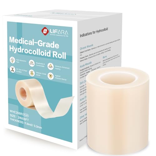 LIFARA Hydrocolloid Roll for Wound Care - Cut-to-Size, Hydrocolloid Patch Bandages with Self-Adhesive, Ultra Absorbent & Waterproof, First Aid Kit Essential (11.8mil/ 0.3mm Thickness, 2in*8ft) - size: 2in*8ft, 11.8mil/ 0.3mm Thickness
