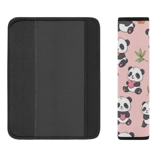 2PCS Cute Panda Leaves Pink Print Car Seat Belt Pad Universal Fit Seat Belt Covers Cushion for Kids, Car Seats Pushchair Strollers High Chair Pushchair, Easy Install (No Tool) - color: Pattern 1065