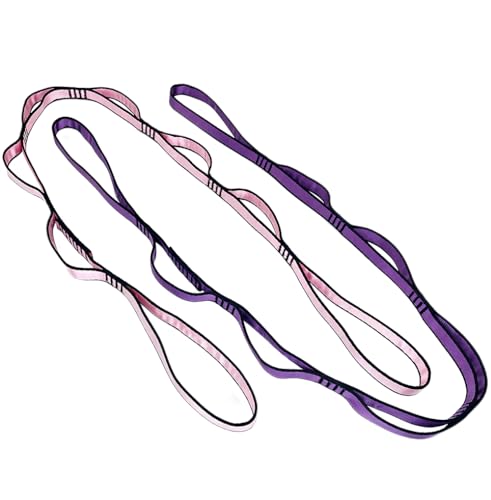 2Pcs Daisy Chain Multipurpose Anti-Gravity Yoga Belt, Climbing Rope, Hammock Rope - 23KN Double-Layer Adjustable Nylon Strap Rope Strong Daisy Chain - color: pink purple