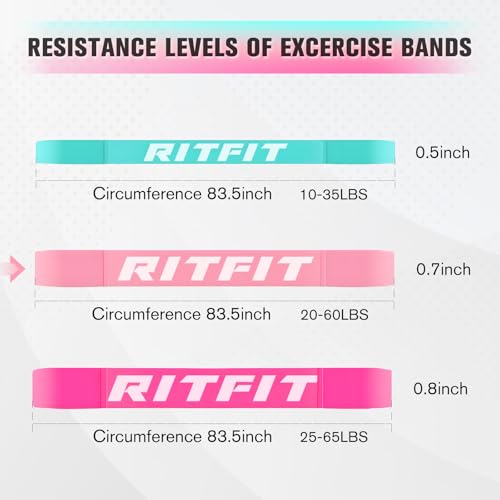 RitFit Pull Up Assist Band in Natural Latex for Stretching and Mobility | Resistance Band,Eco-Friendly Latex, Pull-Ups Powerlifting, Physical Therapy Rehab, Full-Body Training, Mobility Training - color: Pink
