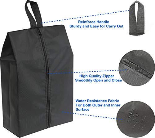 Simple Houseware Travel Shoe Bags, Set of 4 Waterproof with Zipper, Black