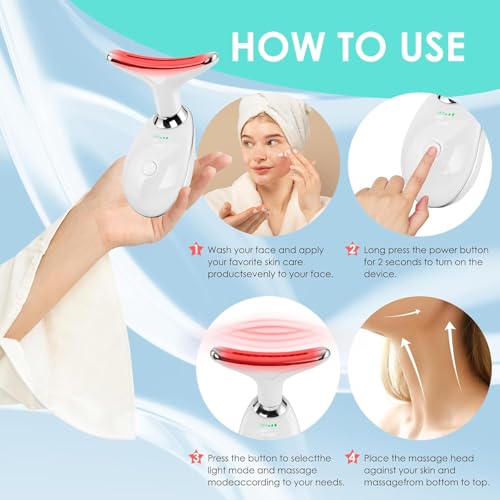 Facial Massager Face and Neck, Face 𝖲 culpting Wand Tool with 7 Color - Birthday, Christmas, Mothers Day, Valentines Day Gifts for Her Women Mom Best Friend Wife Teacher (White) - color: White