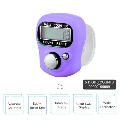 TESEAS Electronic Finger Counter, 5-Digit Number Count Clicker Mini LCD Digital Display Hand Tally Counter, Resettable Counters Clickers for Knitting, Crochet, Coaching, Lap, Golf, Toddler & Fidget - color: 5pcs