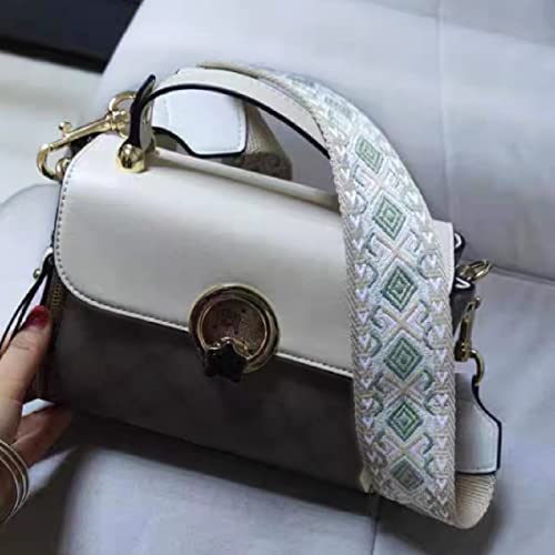 Wide Replacement Shoulder Strap Adjustable Crossbody Canvas Webbing for Messenger Bag Laptop Computer Bag - color: #3 - Khaki & Green Rhombus