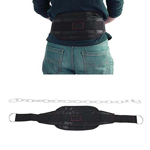 Drop Weight Belt, Gym Dip Belt with Waist Chain, Strength ing Equipment for Pul Up, Ten Gym Pull Up Bar Plate Weight with 2 Iron,