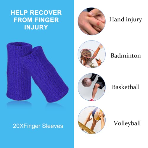 Finger Compression Sleeves, 10 Pcs | Finger Protectors Cots for Arthritis Swelling Basketball Sport, Breathable Elastic - color: Blue