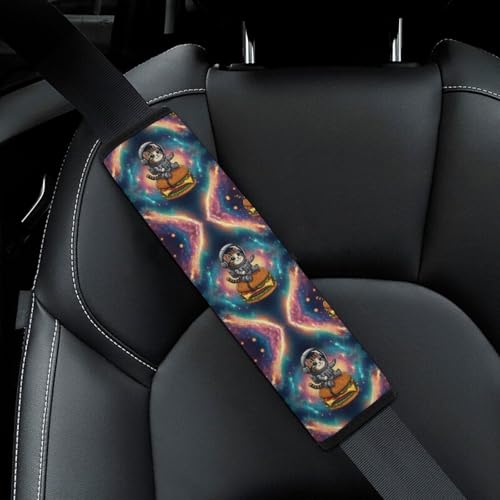 2PCS Funny Cat Hamburger Space Car Seat Straps Shoulder Pads Soft Padded Seat Belt Cushion for Adult Use, Car Seats Pushchair Strollers High Chair Pushchair, Anti-Slip Pad - color: Pattern 170