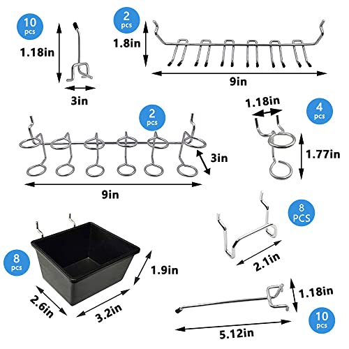 258pcs Pegboard Hooks And Accessories Set, Wall Organizer For Garage | Peg board hooks and bins set, fits 1/8, 1/4 inch boards, with peg locks, for garage, workshop, tool storage