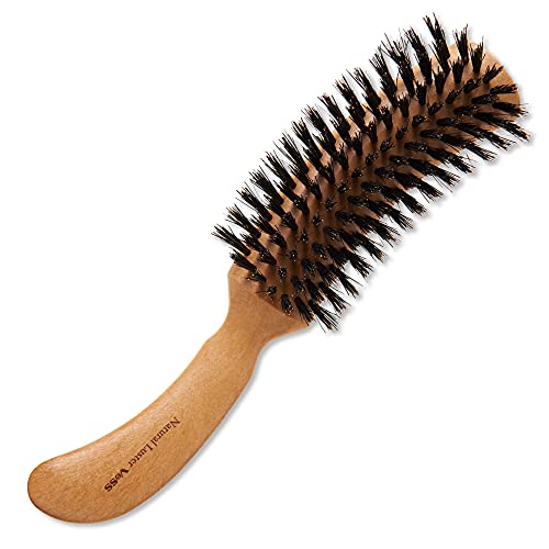 Boar Bristle Hair Brush [ Made in Japan ] 100% Natural Bristle Slick Back Brush for Styling, Separating, Shaping, and Blow-Drying for Women and Men (Curved Handle) - color: Curved Handle