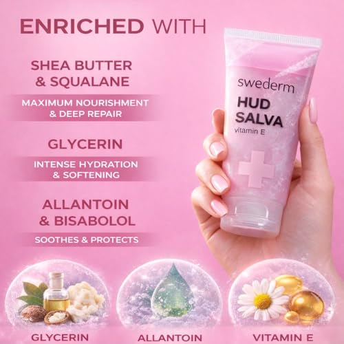 swederm Hudsalva Skin Moisturizer with Vitamin E, Shea Butter, 1,69 fl oz | dry skin remedy, glycerin, shea butter, allantoin, elbows, cracked heels, Scandinavian quality, travel essentials - size: 1.69 Fl Oz (Pack of 1)