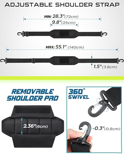 WYNEX Shoulder Strap, 55 inch Universal Bag Strap Replacement with Pad | Single Shoulder Strap with Detachable Thick Pad, Crossbody Bag Strap for Tactical Pouch Tool Bag Messenger Bag Luggage Duffle - color: Black, size: 1.5“ Strap