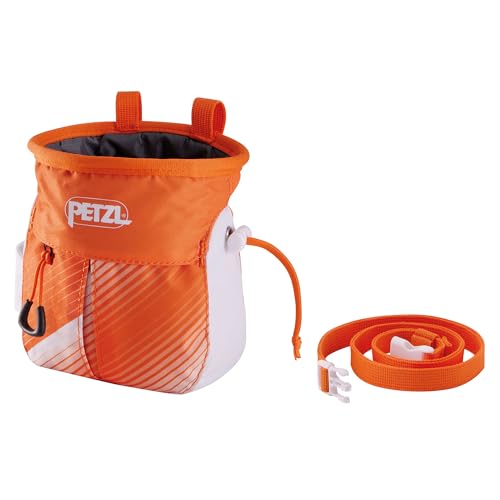 Petzl SAKAPOCHE Ergonomic Chalk Bag with Pocket - color: Orange/White