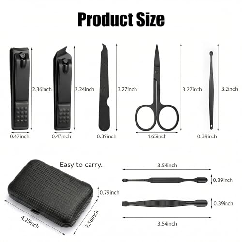 Manicure Kit for Women Men-Manicure Set with Case, Nail Clippers, Portable Nail Care Kit for Travel Home Personal Grooming（Red 7 in 1） - color: Red