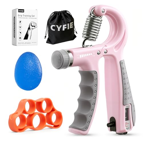 Grip Strength Trainer Kit Adjustable 10-132Lbs Hand Exerciser Counter | Forearm Strengthener, Finger Stretcher, Stress Ball and Bag for Grip Recovery, Wrist Training, Rehab, Climbers and Musicians - color: Pink