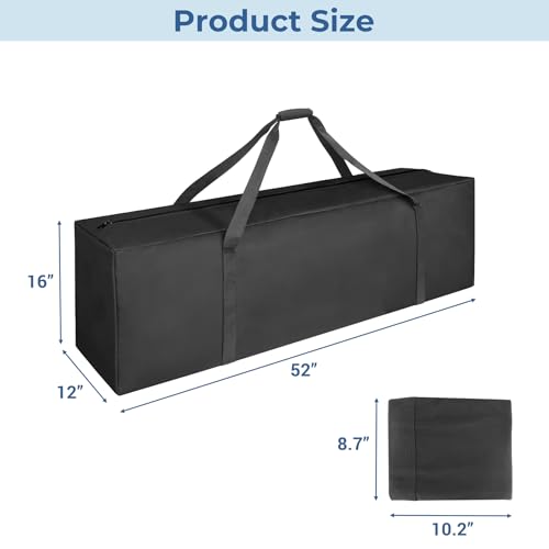 COOLBEBE 52" Sports Duffle Bag - 160L Extra Large Travel Duffel Luggage Bag with Upgrade 2-way Lockable Zippers, Sturdy & Water Resistant Long Duffle Bag for Camping Moving (Black 52inch) - size: 52" x 12" x 16"
