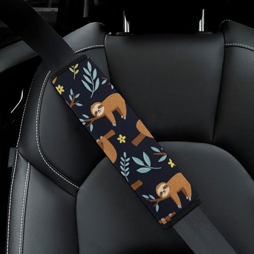 Soft Padded Seat Belt Cover for Girls and Boys, Stroller Pushchair High Chair, 2 Piece Sloths Lovers Shoulder Protector Anti-Slip Pad - color: Pattern 616