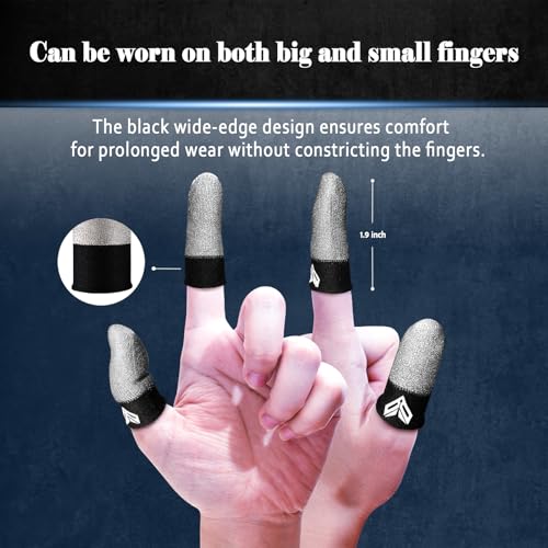 6PCS Gaming Finger Sleeves. 0.29MM Silver Fiber, Anti Sweat, Extremely Thin,Breathable Touchscreen dedales Gamer Finger Cover Thumb Sleeve Fit Phone Game Tablet Devices. - color: gray