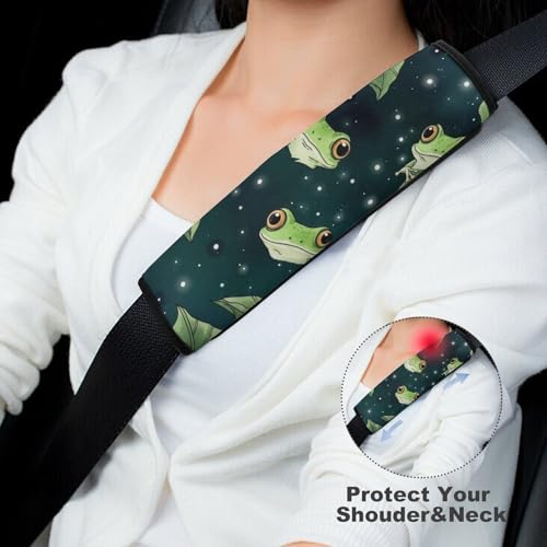 Universal Soft and Comfortable Green Frogs Leaf Seat Belt Shoulder Pad for Kids, Most Cars, 1 Pair Seat Belt Covers Cushion Anti-Slip Pad - color: Pattern 379