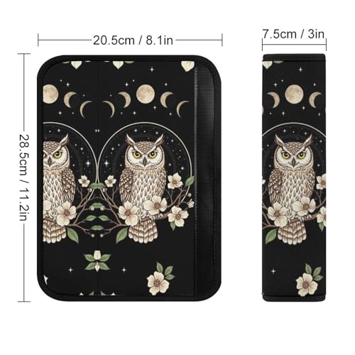 2PCS Moon Owl Car Seat Straps Shoulder Pads Universal Soft and Comfortable Seat Belt Covers Cushion for Child, All Vehicles, Shock Absorption - color: Pattern 979