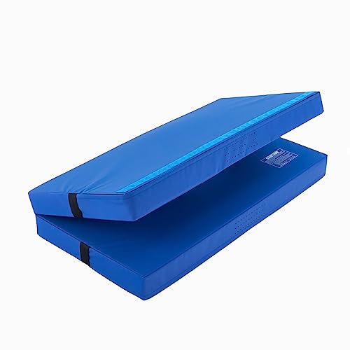 We Sell Mats Bifolding Gymnastics Crash Landing Mat Pad, Safety for Tumbling, Back Handspring Training and Cheerleading - color: Blue, size: 4 ft x 4 ft x 4 Inch