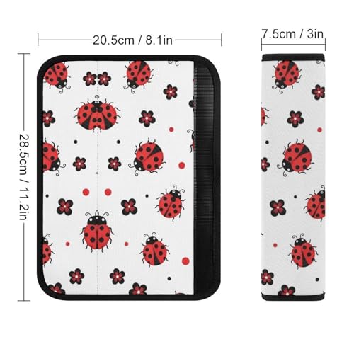 Breathable Seat Belt Shoulder Pad for Adults and Children, Stroller Pushchair High Chair, 2 Pack Cute Ladybug Red White Neck Strap Covers Easy Install (No Tool) - color: Pattern 607