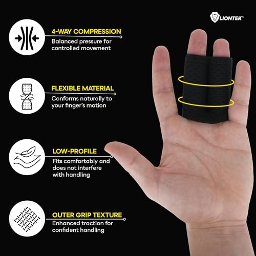 LIONTEK Double Flow Finger Sleeve V3 Pair — Joint Support & Compression for Activity, BJJ, Fitness, Volleyball, Basketball, and More (Medium) - size: Medium