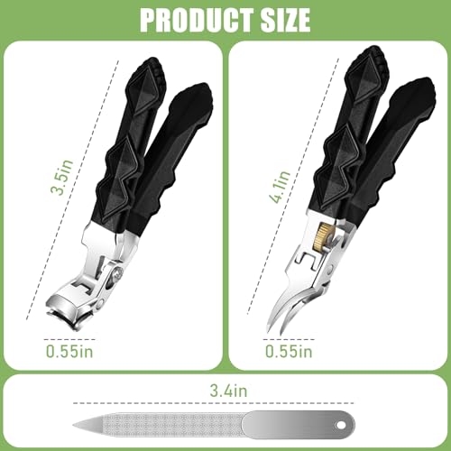Toenail Clippers for Thick Toenails, Angled Head Large Toe Nail Clippers for Thick Nails for Men, Heavy Duty Slanted Nail Clippers with Wide Jaw, Ingrown Toenail Clippers with Long Handle - style: Ergonomic Nail Clipper Set