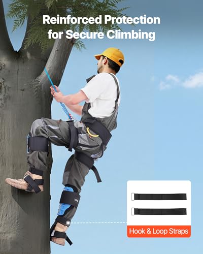 VEVOR Tree Climbing Spikes, 1 Pair Height-Adjustable Climbing Spurs, 350lbs Load Capacity Tree Climbing Gear with Straps, Arborist Equipment for Climbers, Hunting, Fruit Picking - color: Sky Blue