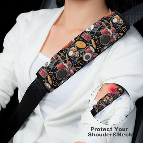 2 Pack Black Drum Kit Seat Belt Cover Universal Fit Shoulder Protector for Adults and Children, Most Cars, Comfortable Driving - color: Pattern 663