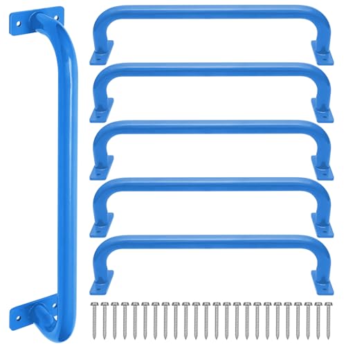 ESPETS 17 Inch Set of 6 Glossy Blue Steel Playground Handles | Playset Accessories Handles, Swingset Grab Bars, Weather-resistence Monkey Bars for Jungle Gym, Playhouse, Climbing Frame - color: Blue