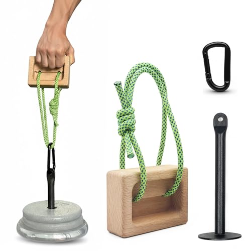 Portable Climbing Hangboard Dual Depth Wooden Grip Blocks for Finger Strength, Power, and Forearm Training Beech Wood Hang Board with Adjustable Rope and Carabiners - color: Wooden Grip*1 with 18mm loading pin