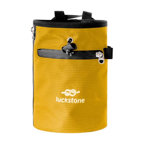 Rock Climbing Chalk Bag Waist Belt Chalk Carrier Bag with Zipper Pocket for Fitness Bowling Gymnastics Gym Weight Lifting - color: Yellow