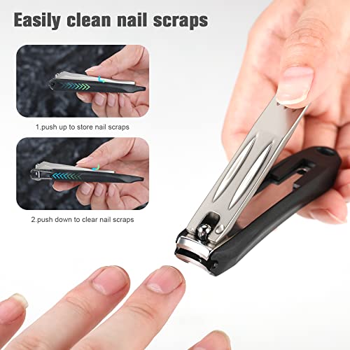 FERYES 3-in-1 Fingernail Clipper with No-Splash Nail Catcher and Metal Storage Box - Toenail Clipper with Nail File for Men & Women - Champagne - color: Champagne