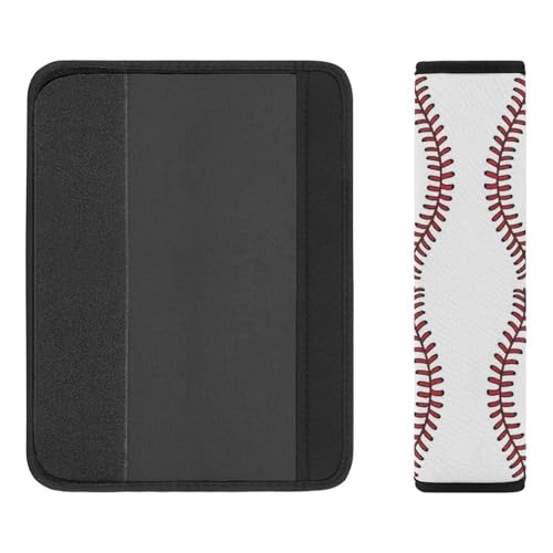 Soft Padded Car Seat Belt Pad for Child, Most Cars, 2 Piece Red Stitched Baseball White Seat Belt Cushion Comfortable Driving - color: Pattern 615