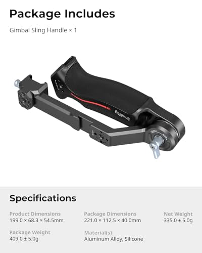 SmallRig Sling Handle Gimbal Handgrip for DJI RS 2 / RSC 2 / RS 3 / RS 3 Pro/RS 3 Mini/RS 4 / RS 4 Pro/RS 4 Mini/RS 5, Adjustable Gip for Low Angle Shots, w/QD Socket - style: Gimbal Handle