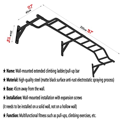 Wall Mounted Pull Up Bar, Heavy Duty Steel Climbing Frame/Parallel Bars/Horizontal Bars, Home Gym Strength Training Fitness bar, Load 300kg