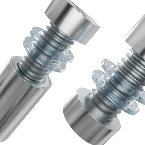12-Pack Stainless Steel Standoff Screws with Wall Anchors & Rubber Pads – Sign Mounting Hardware for Acrylic Signs, Photo Frames, Advertising Boards, Silver(1/2" x 1" / 12mm x 25mm)