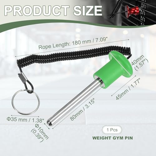 Gym Pin Weight Stack Pin Strength Training Lifting Equipment Replacement with Pull Rope Fitting for Club - color: Green, size: 0.4 x 3.1 Inch