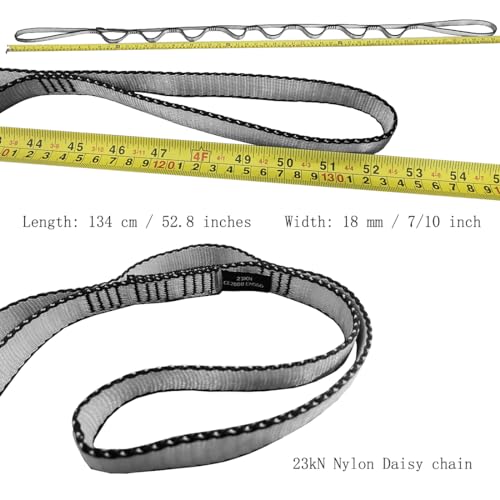 53 Inches Nylon Daisy Chains Rope Climbing Lanyard Straps Looped Strong Slings 23 kN Aerial Yoga Webbing - color: 2PCS Grey