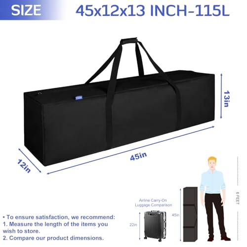 INFANZIA 45inch Sports Duffel Travel Bag, 115L Extra Large Duffel Luggage Bag with Upgrade Zipper, Water Resistant & Foldable Equipment Storage Bag for Camping Tent Tripod Fishing - size: 45x12x13 inch
