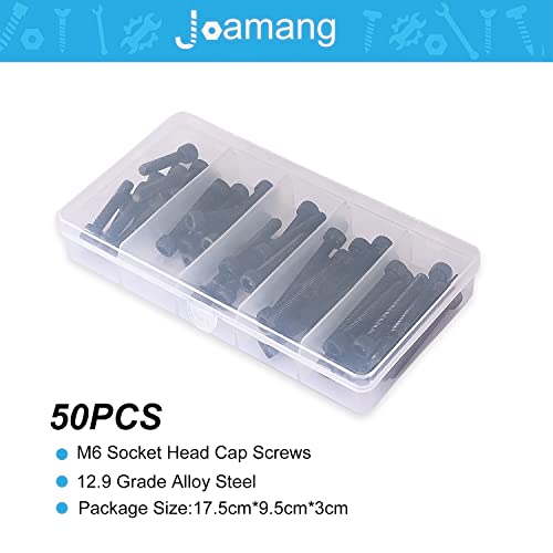 M6 x 20mm 25mm 30mm 35mm 40mm Hex Socket Head Cap Screws Bolts, 12.9 Grade Alloy Steel, Black Oxide Finish, Metric Allen Drive, Fully Threaded, Assortment Kit 50Pcs - size: Socket M6x20-40 mm