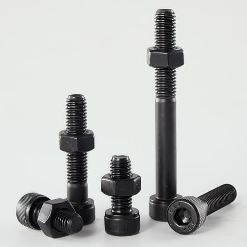 M10-1.5x20 Socket Head Cap Screw and Nut Kit 8set, Grade 12.9 Alloy Steel, Black Oxide Finish, Full Thread, High Tensile Strength for Automotive, Machinery & Heavy Duty Use - size: M10x20mm(8 Sets）