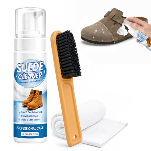 Suede Shoe Cleaner 6.76 fl oz, Suede & Nubuck Cleaning Kit for Shoes, Boots, Sneakers & Bags, Suede Cleaner Kit