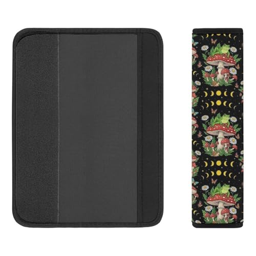 2 Pack Frog Trippy Mushroom Moon Phase Car Seat Straps Shoulder Pads Soft Padded Shoulder Harness Cover for Adult Use, Stroller Pushchair High Chair, Pressure Relief - color: Pattern 82